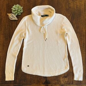 Lauren Ralph Lauren | Cream Waffle Knit Funnel Neck Pullover Sweater, Size S